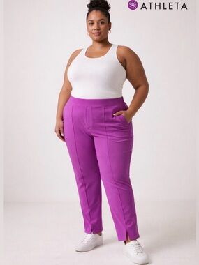Athleta Straight-Leg Pull-On Pants in azalea Purple size 4